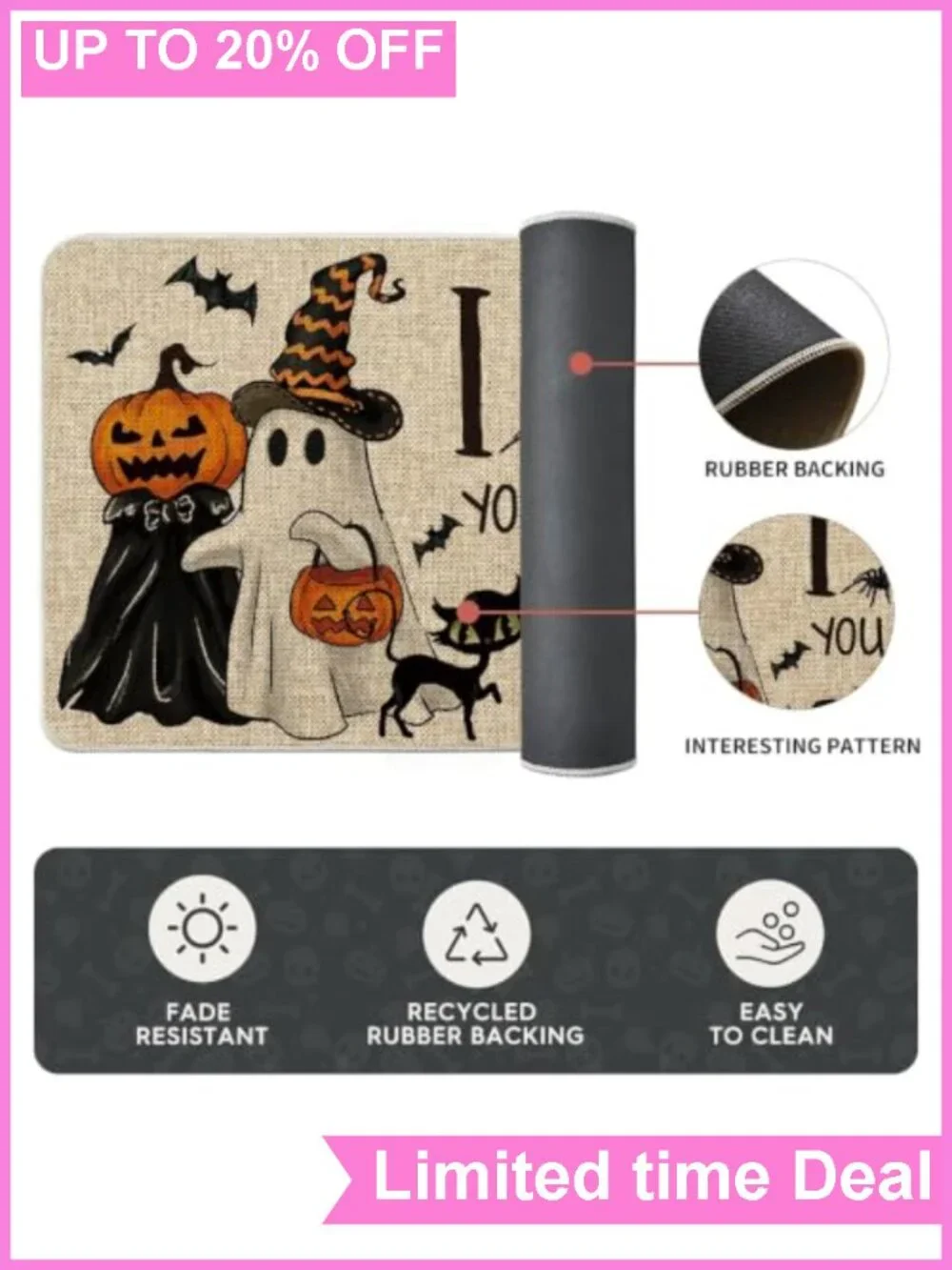 Halloween Spider Web Kitchen Mats Set of 2 Non-Slip Rubber Polyester Felt